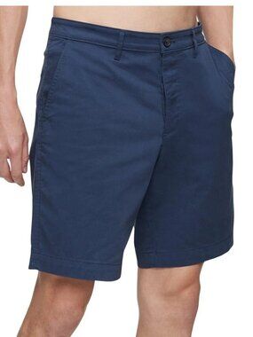 Calvin Klein Men's Button-Fly Chino Shorts, Sky Captain Navy Blue, 32W